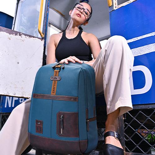 GEAR Faux Leather Color Block Laptop Bags 34 L